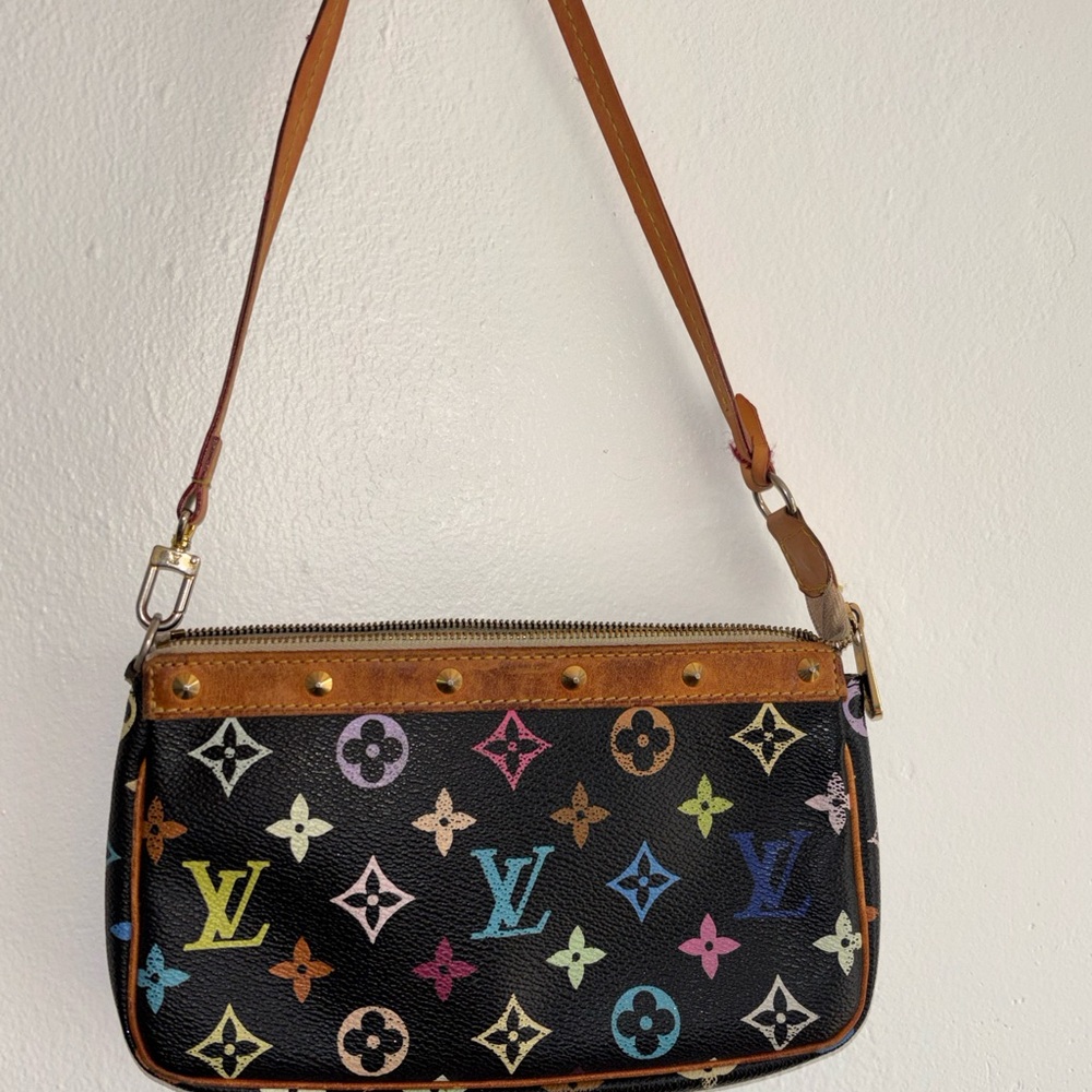 Louis Vuitton Murakami Monogram Black Pochette Shoulder Bag